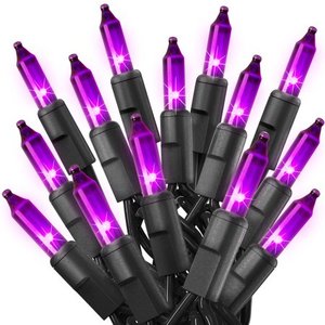 lot 10286 image: PREXTEX Halloween Lights (20 Feet  100 Lights) Purple Halloween Party Decorations Lights with Black Wire - Holiday Halloween Decorations IndoorOutdoor String Lights - Purple Color Twinkle Lights