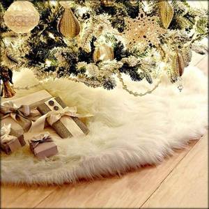 lot 10296 image: AOGU 48 Inch Faux Fur Christmas Tree Skirt White Plush Skirt for Merry Christmas Party Christmas Tree Decoration