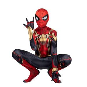 lot 10297 image: Marvel Integrated Spider-Man Official Youth Deluxe Zentai Costume - Deluxe Two-Way Stretch Spandex with Invisible Zippers and Wrist Openings for Added Convenience (L) Multi
