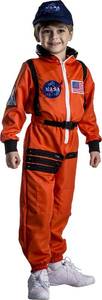 lot 10298 image: Dress Up America Kids NASA Astronaut Costume, Orange Space Suit with Cap, Realistic Halloween & Dress-Up Outfit