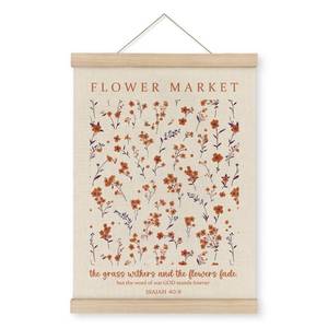 lot 10312 image: MAQIKA Flower Market Isaiah 408 Poster Framed with Wood Hanger, Fall Wall Decor, Christian Bible Verse Hanging Wall Decor, Religious Canvas Wall Art Prints for Christian Home Decor 12x16 Inch
