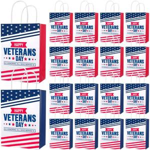 lot 10319 image: Kolldenn 16 Pcs Veterans Day Gift Bags with Handles Patriotic Paper Bags