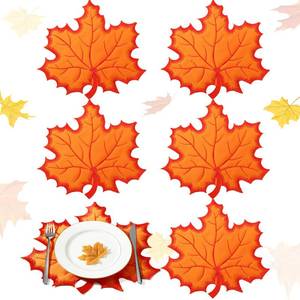 lot 10321 image: Yingzhao 6 Pcs Fall Maple Leaf Placemats Autumn Orange Table Placemats