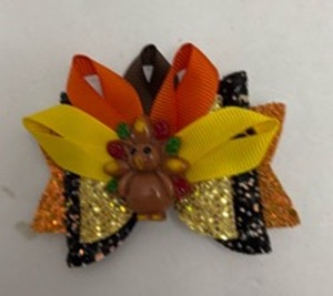 lot 10337 image: Lot of 1Ribbon Bow Hair Clips with Sequins and Beads