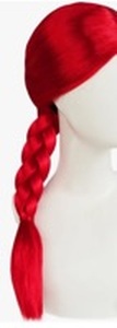 lot 10338 image: Vibrant Red Long Straight Synthetic Braided Wig for Women 63cm24.8in