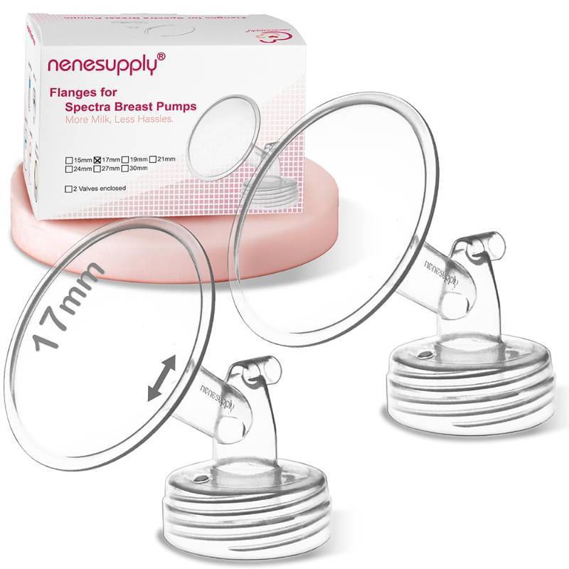 lot 7161 image: Nenesupply 17mm 2 pc Flanges Compatible with Spectra S2 S1 9 Plus Synergy Gold Breastpump Replacement to Spectra Pump Parts Flange Accessories Wide Mouth Work with Valve Backflow Protector Bottle