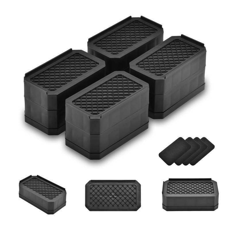 lot 7205 image: EclatBain Rectangle Bed Risers Furniture Risers Heavy-Duty Rectangular Adjustable Block Lift to 3 inches and 4.3 inches Desk, Sofa, Chair Legs, Support up to 4000 pounds BK-2