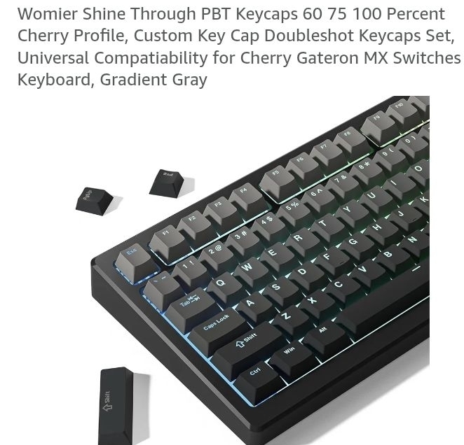 lot 5279 image: Womier Shine Through PBT Keycaps Set Cherry Profile