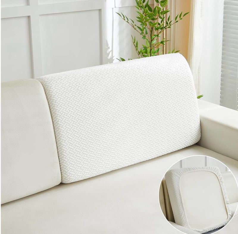 lot 5759 image: Yoovat Couch Cushion Covers for Sofa Couch Covers Wear-Resistant Universal Sofa Cover Washable Stretch for Sectional Slipcovers (Texture-Cream White,Back Cover M)