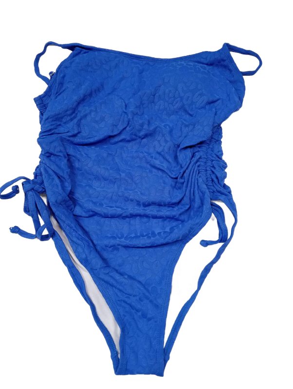 lot 6953 image: Blue One-Piece Swimsuit with Ruched Detail and Tie Sides - Size L