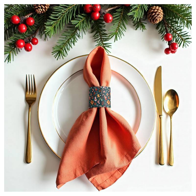 lot 6982 image: Christmas Napkin Rings, Mingting 100PCS Paper Napkin Bands Self Adhesive for Table Decor Setting Christmas Dinner Party Decoration Holiday Supplies, Dark Green