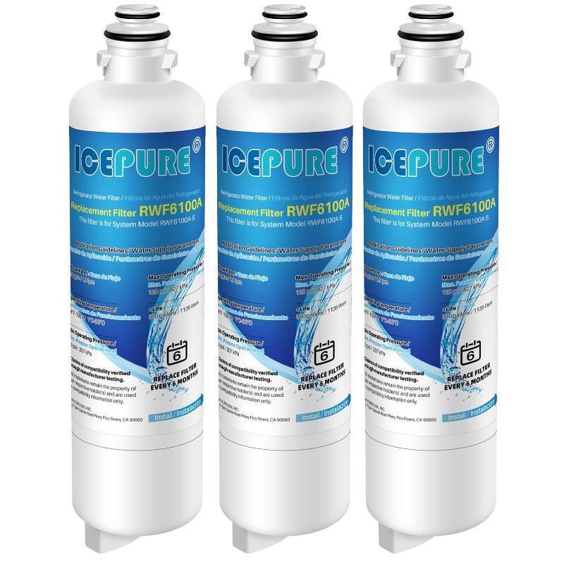 lot 7152 image: 2 pcs- ICEPURE Refrigerator Water Filter Replacement for Bosch Ultra Clarity Pro BORPLFTR50, BORPLFTR55, 11032531, 12033030, 12028325, 11025825, B36CT80SNS, B36CL80ENS, WFC100MF, WFS200MF, RA450022