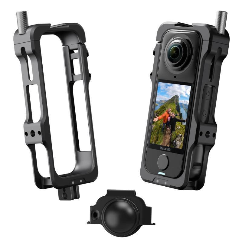 lot 7216 image: AMAZEAR Metal Protective Case for Insta360 X4 Air Accessories, Insta 360 X4 Air Multifunction Utility Frame Aluminum Cage with Stronger Construction, Various Expansion Mounts, Metal Black