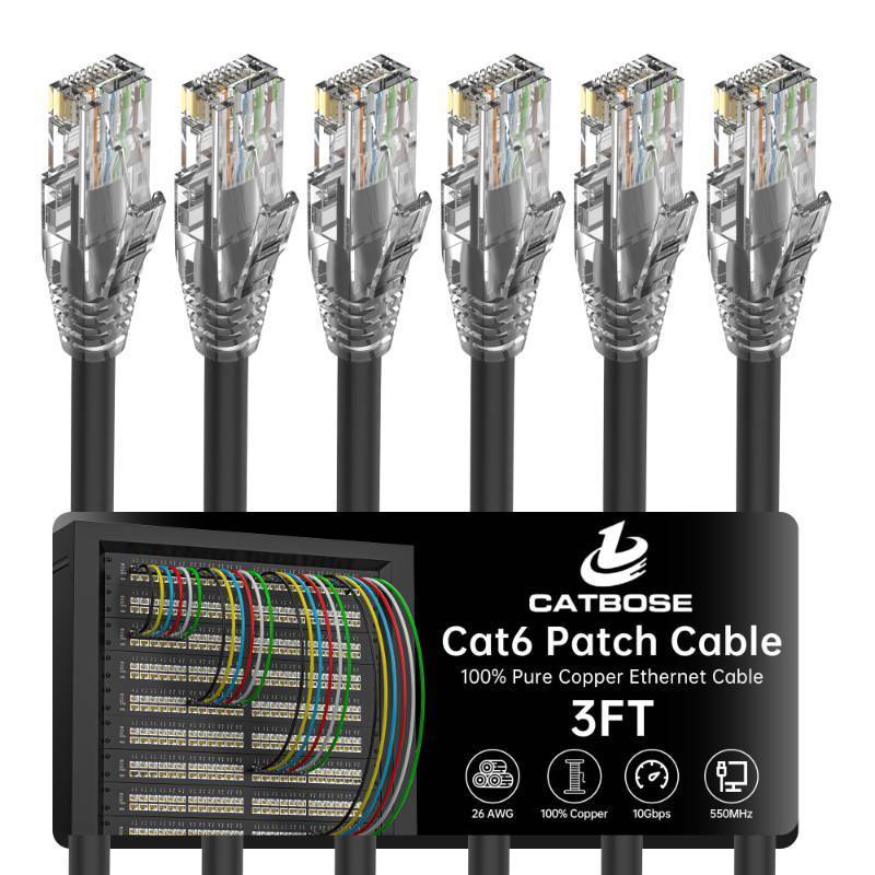 lot 7443 image: 1 Foot Cat6 Patch Cable(6 Pack), Solid Pure Copper Patch Cord, Cat 6 Ethernet Cable, UTP Network, High Speed RJ45 Internet Cable, Compatible for Routers, Switches, PC, Servers, PS45, Xbox - Yellow 2 packs