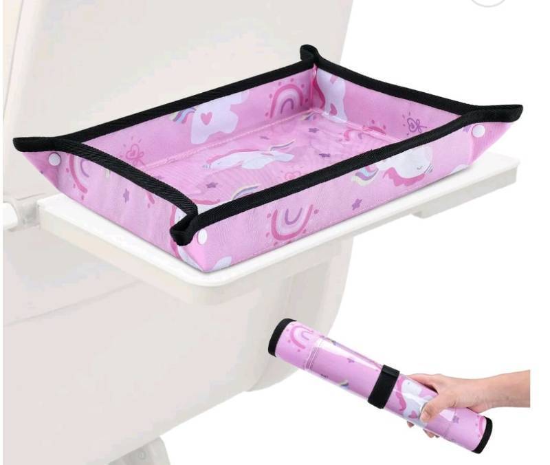 lot 7463 image: Kids travel table cover pink unicorns