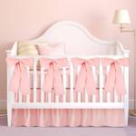 SmoothNovelty Pink Crib Bed Skirts with 4 Large Cot Bow 28" x 52" Baby Crib Skirt for Boys Girls Nursery Toddler Bedskirt Dust Ruffle 14" Drop