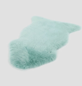 lot 1001 image: Large Faux Fur Area Rug Light Blue - 10 ft