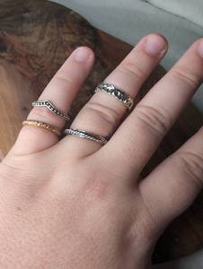 lot 1206 image: Lot of 4 Decorative Bands Rings with Textured Details