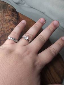 lot 1207 image: 2-Piece Clear Crystal Stone Ring Set with Metal Band