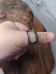 lot 1212 image: Silver Tone Geometric Beer Opener Band Ring