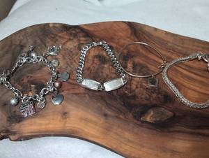 lot 1223 image: Silver-Tone Kids Charm Bracelets with Charms - 4 ct
