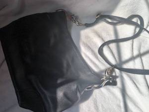 lot 1411 image: Black Shoulder Bag with Dual Handles and Adjustable Strap
