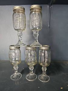 lot 3181 image: Redneck Wine Glasses- Ball Mason Jar Drinking Glasses- Lot of 5