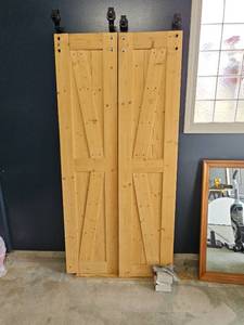 lot 3196 image: NEW Wood Barn Doors