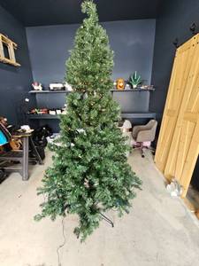 lot 3218 image: 7ft Prelit Artificial Christmas Tree with LED Lights Multicolor- Appears New and Not Setup Until Pictured