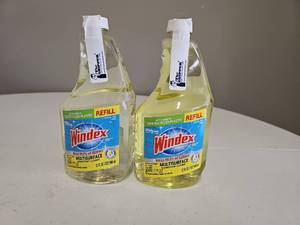 lot 10118 image: Windex Multisurface Disinfectant Cleaner Refill 32 FL OZ 2-Pack  Sealed