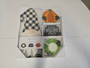 lot 10123 image: Changing Seasons Interchangeable Holiday Gnome Dowel Icon Set  NEW