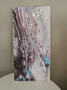 lot 10152 image: Abstract Fluid Art Canvas Print Purple White Teal 48x24  NEW