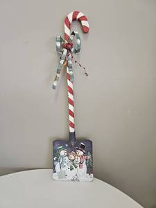lot 10155 image: Candy Cane Shovel Decorative Ornament with Snowman Design 36