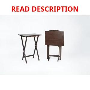lot 2022 image: Mainstays 3-Piece Rubberwood Folding TV Tray Tables Set of 2, Walnut