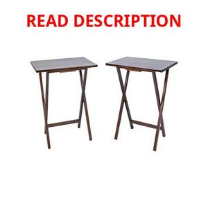 lot 2023 image: Mainstays Rubberwood Folding TV Tray Table, Walnut (Set of 2)