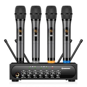 lot 2026 image: $93 Wireless Karaoke Mic System 4-Channel UHF Cordless Mic with Bluetooth