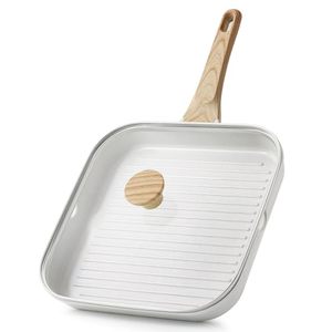 lot 2029 image: $50 SENSARTE Nonstick Ceramic Grill Pan with Lid, Square Stovetop Grill Pan