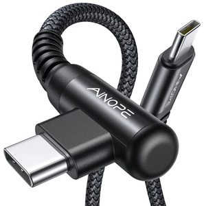 lot 2032 image: AINOPE USB C Cable 60W 2-Pack, 3.3ft Nylon Braided USB-C to USB-C Right Ang