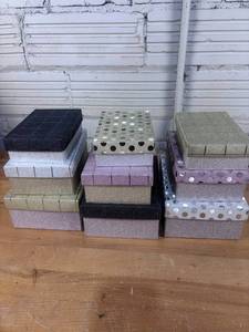 lot 2058 image: Set of 9 Gift Boxes - 3 Nesting Sets of 3