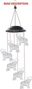 lot 2094 image: LED Wind Chimes, Solar Elephant Waterproof LED Color Changing Light for Yar