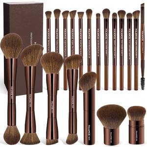 lot 2101 image: MAANGE 20 Pcs Makeup Brushes, Double-End, Blending LiquidPowder DarkBrown