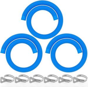 lot 2107 image: Poolvio 1.5x59 in Above Ground Pool Hoses (3-Pack), Blue, Heavy-Duty UV
