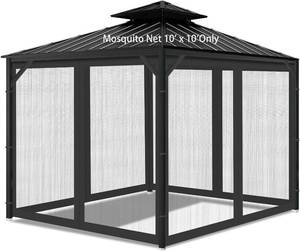 lot 2109 image: $46 10x10 Gazebo Mesh Netting, 4 Panels with Zippers, Black