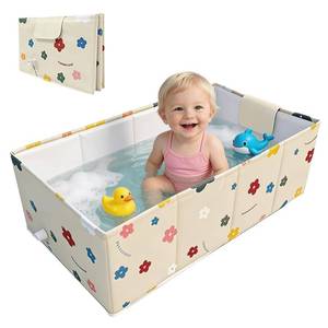 lot 2110 image: Baby Bathtub - 5-Layer Anti-Tear Foldable Toddler Bath Tub, Portable, 6m-5y