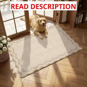 lot 2114 image: GarveeHome Scalloped Entryway Rug 2x3 Jute Washable Front Door Entry Rug