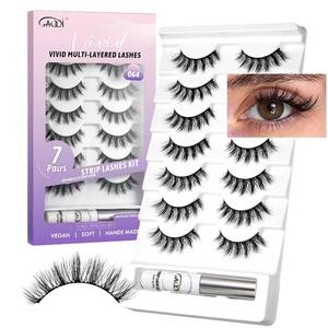 lot 2126 image: GAQQI False Eyelashes, Strip Lashes Kit With Glue, Spiky Wispy Lashes