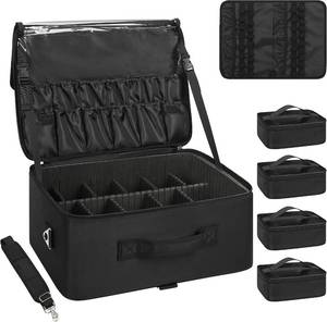 lot 2137 image: $90 Relavel Large Makeup Case with 4 Clear Set Bags, Lipstick Plate, Divide