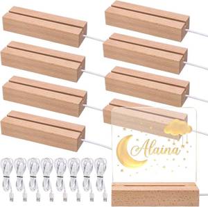 lot 2138 image: Leinuosen 8 Pcs 5.9 Wooden LED Light Stand Base, Rectangle Pedestal