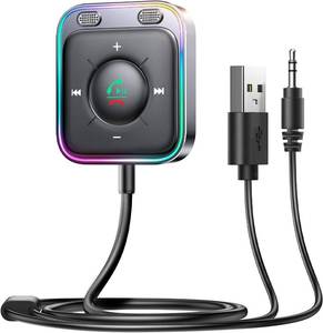 lot 2199 image: JOYROOM Bluetooth 6.0 AUX Car Adapter, Dual Mics Noise Cancellation
