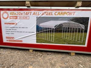 lot 7218 image: Captok 40 x 20 x 14 FT All-Steel Carport  CK-SC40